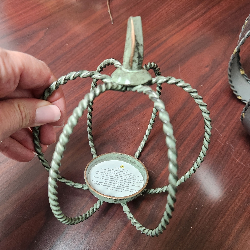 Metal Pumpkin Candle Holder - Picture 2 of 4